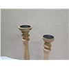 Image 2 : Qty 2 Carved Wooden Candlesticks 22" & 25"H
