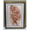Image 1 : Framed Original Art, Male Hula Dancer, Signed Pooloa 22" x 30"