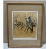 Image 1 : Framed Art, Mixed Media Block Print, Cowboy, Signed LeRoy Neiman '80, 193/250,  24" x 31"