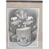 Image 2 : Framed Original Art, Hawaiian Drummer, Signed by Artist Jean Charlot 1970 (23" x 29")