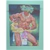 Image 2 : Original Pastel, Hawaiian Male Dancer, Signed Po'oloa, Unframed 25" x 33"