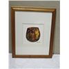 Image 2 : Framed Original Watercolor Art (Cutout), Wooden Bowl, Signed Peggy Chun 18" x 23"