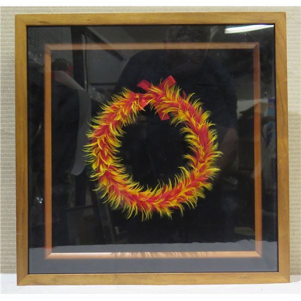 Lei Hulu (Feather Lei) by Boris Kekaiuluikahikina Huang, Framed 18"x18"