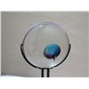 Image 2 : Abstract Orb, Clear w/ Blue & Purple Accent 1992 on Black Stand 20"H
