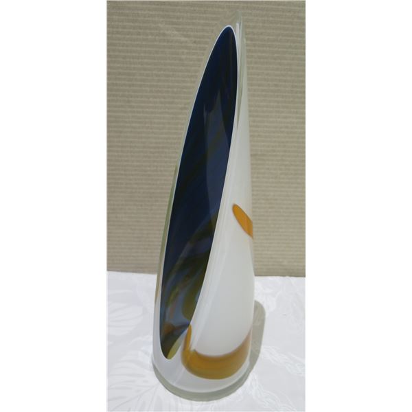 Abstract Open Front Vase w/ Artist Initials YHL 2010 17"H
