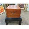 Image 8 : Wooden Chest on Black Stand w/ Decorative Front Door 30" x 20" x 27"H