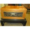 Image 2 : Wooden Chest on Black Stand w/ Decorative Front Door 30" x 20" x 27"H