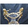 Image 2 : Vase w/ Ornate Cupid-Accented Scroll Motif Casing/Stand 28"L (Possibly Baccarat)