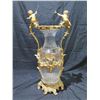 Image 8 : Vase w/ Ornate Cupid-Accented Scroll Motif Casing/Stand 28"L (Possibly Baccarat)