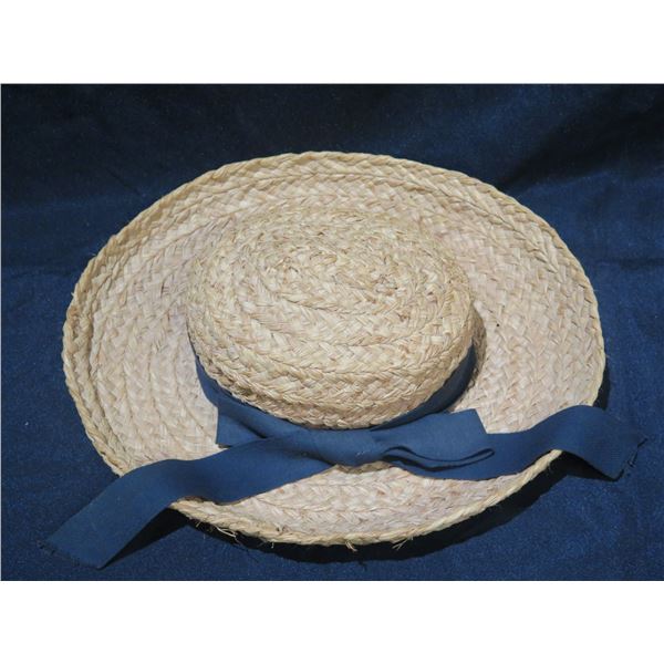 Helen Kaminski Australia Raffia Sun Hat Navy Blue Bow Boater Straw Madagascar Kaminski Australia 100% Raffia Straw Boater Hat Navy Ribbon  main image 2