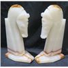 Image 1 : Qty 2 White Horse Carved Stone Bookends 8.5"H