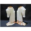 Image 2 : Qty 2 White Horse Carved Stone Bookends 8.5"H