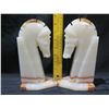 Image 8 : Qty 2 White Horse Carved Stone Bookends 8.5"H
