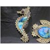 Image 2 : 3 Pieces: Gold-Colored Sea Horses & Turtle Wall Hangings by Sandy Martin 12"H