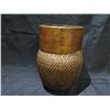Image 2 : Woven 9"H Vase & Red Wooden Vase Signed by Artist 14"H
