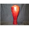 Image 8 : Woven 9"H Vase & Red Wooden Vase Signed by Artist 14"H