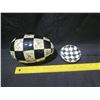 Image 8 : Qty 2 Makenzie Childs Décor: Egg 2 Piece Trinket Box 8"L & Checked Bowl 4"D