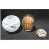 Image 1 : Qty 3 Glass Accent Decor: Orange Jellyfish, Avon Compact & Kosta Body Orb