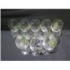 Image 2 : Qty 12 Stemmed Christmas Tree Motif Wine Glasses w/ Gold Rim 7.5"H