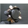 Image 2 : Sterling 925 Crystal & Wood Cluster Bracelet w/ Teardrop Shape Wood 7.5"L