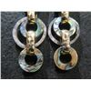 Image 2 : Pair Akola  Mother of Pearl Circle Hoop Dangle Earrings 3"L