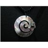 Image 2 : Qty 2 Shell Pendant Necklaces (1 with Black Pearl) on Woven Black Cords 20"L