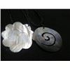 Image 8 : Qty 2 Shell Pendant Necklaces (1 with Black Pearl) on Woven Black Cords 20"L