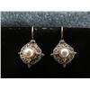 Image 2 : Pair Konstantino Metal & Pearl Hook Dangle Earrings 1"L