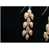 Image 2 : Pair Metal & Peach Colored Teardrop Shaped Stone Hook Dangle Earrings 2"L