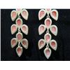 Image 8 : Pair Metal & Peach Colored Teardrop Shaped Stone Hook Dangle Earrings 2"L