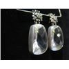 Image 2 : Metal Floral Motif & Faceted Crystal Dangle Pierced Earrings 2"L