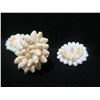 Image 2 : Pair Shell Clip-On Earrings & Matching Ring, Stamped MM 1" Diameter