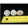Image 8 : Pair Shell Clip-On Earrings & Matching Ring, Stamped MM 1" Diameter
