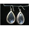 Image 2 : Pair Metal Teardrop-Shaped Faceted Hook Earrings 2"L