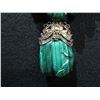 Image 2 : Malachite Necklace w/ Pendant & Filigree Spacers Stamped Silver 27"L