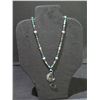 Image 2 : Metal w/ Stone Bead Moon & Peace Pendants & Beaded Chain 34"L (38" w/ Pendants)
