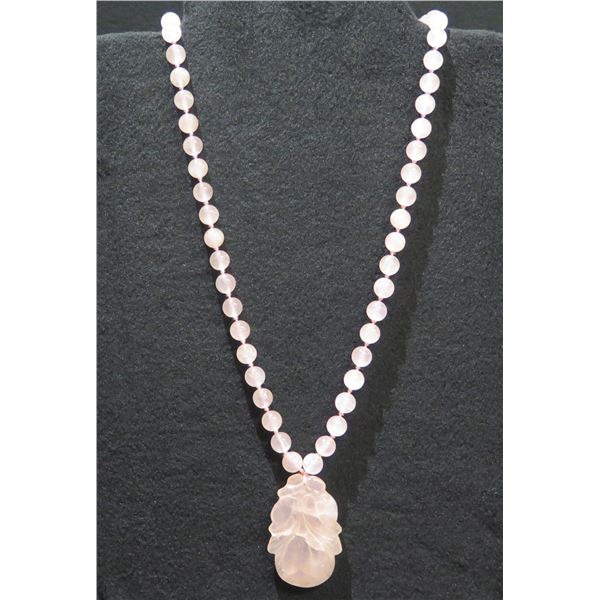 Jade Necklace w/ Carved Pendant 28"L (30" w/ Pendant)