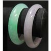 Image 1 : Qty 2 Jade Bangle Bracelets: Green & Rose Colored Approx. 3" Diameter