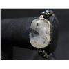 Image 2 : Black Bead Bracelet / Metal Filigree Spacers & Stone Center 3" Diameter