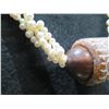 Image 3 : Pearl Bead 3 Strand Necklace w/ Wood & Design Pendant AM56  16"L