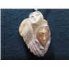 Image 2 : Wooden Pendant w/ Carved Owl & Face, Metal Chain 20"L (23" w/ Pendant)