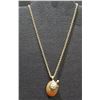 Image 1 : Alcover & J Stone Pendant w/ Metal Turtle on Metal Chain 26"L (26" w/ Pendant)