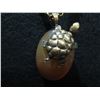 Image 2 : Alcover & J Stone Pendant w/ Metal Turtle on Metal Chain 26"L (26" w/ Pendant)