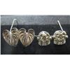 Image 1 : Qty 2 Pair Earrings: Sterling 925 Phillip Rickard Anthurium & Metal w/ Stone Bow-Ties