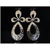 Image 2 : Qty 2 Pair Textured Metal Dangle Pierced Earrings: Teardrop & Round Shape 2"D
