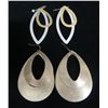 Image 1 : Qty 2 Pair Metal Double Teardrop Hook Pierced Earrings 2"D