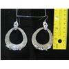 Image 8 : Alexis Bittar Textured Metal Teardrop Hook Pierced Earrings w/ Clear Stone Accent 3"L