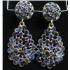 Image 1 : Oscar de la Renta Teardrop Dangle Earrings w/ Colored Stones, Clip-On 3"L