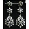 Image 1 : Pair Dangle Earrings w/ Cluster Floral Motif, Pierced Earrings 3.5"L