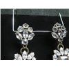 Image 2 : Pair Metal & Clear Stone Dangle Clip-On Earrings 4"L